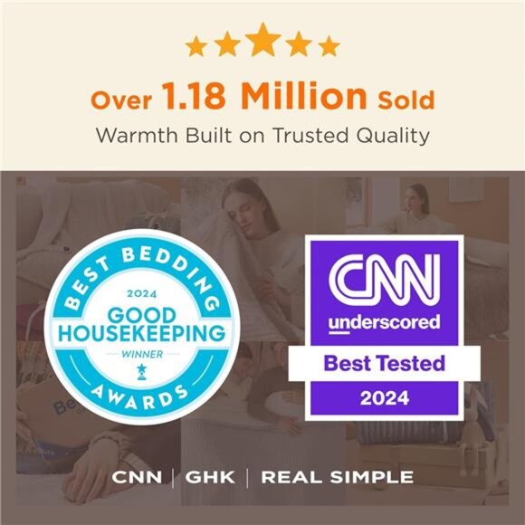 Bedsure GentleSoft Heated Blanket Electric Throw - Soft Ribbed Flannel Electric - Picture 2 of 7